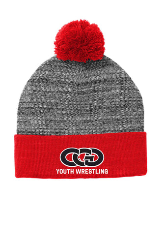 CGD Youth Wrestling Sport-Tek ® Heather Pom Pom Beanie