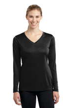 Load image into Gallery viewer, Iowa Specialty Sport-Tek® Ladies Long Sleeve PosiCharge® Competitor™ V-Neck Tee