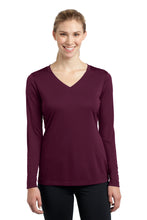 Load image into Gallery viewer, Iowa Specialty Sport-Tek® Ladies Long Sleeve PosiCharge® Competitor™ V-Neck Tee