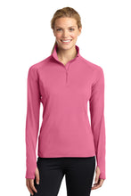 Load image into Gallery viewer, Iowa Specialty Sport-Tek® Ladies Sport-Wick® Stretch 1/2-Zip Pullover Brand Logo